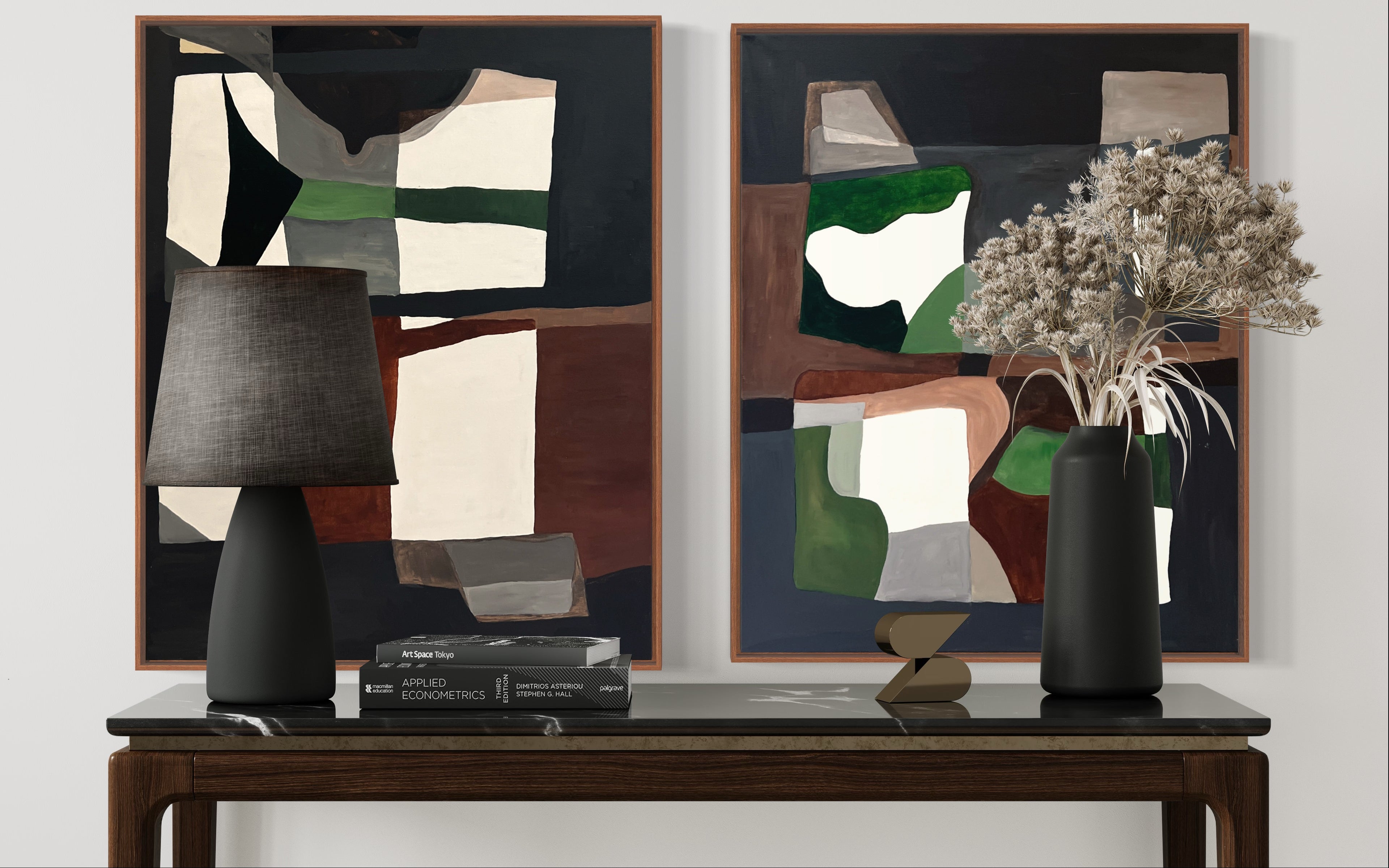 Embracing the Dance of Light and Shadow (24 W x 30 H), Diptych