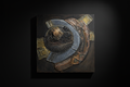 Relic of Form and Time — Fragments of Memory Surface, textured mixed media relief artwork by Alla Anew inspired by historical carved artifacts, decorative motifs, and cultural material traditions, displayed on a black background.